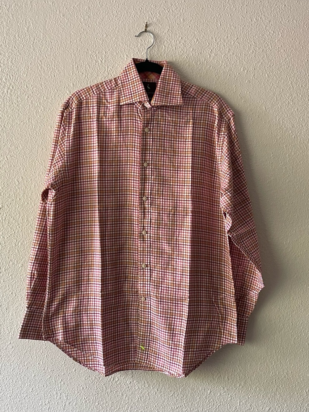 TailorByrd Mens M Plaid Button Front Dress Shirt Long Sleeve Preppy